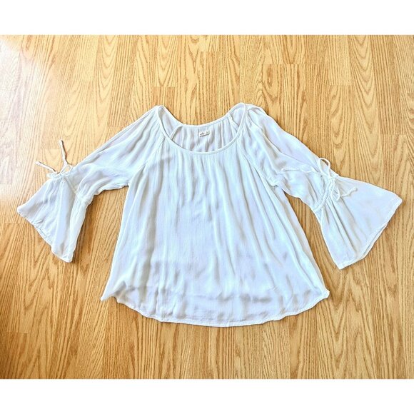 Hollister Top Size XS White Cold Shoulder Boho Peasant Blouse - Picture 4 of 10